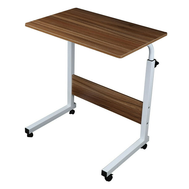 Portable Office Laptop Desk Rolling Adjustable Table Cart Computer Stand Wood